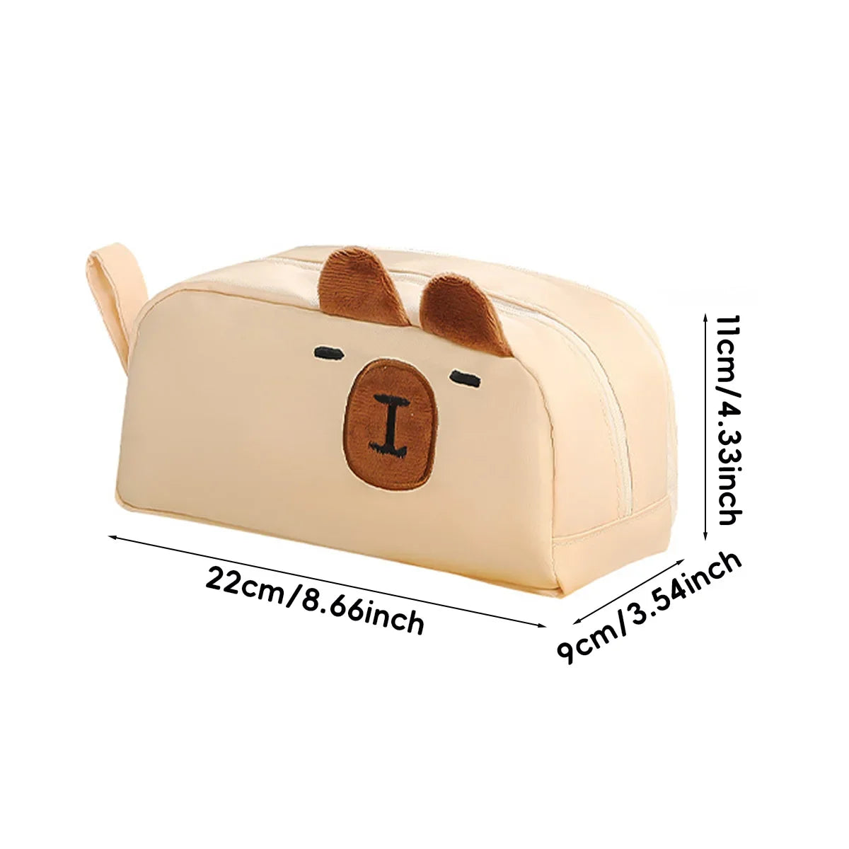 Cartoon Kapibara-san Pencil Case for Girls-Large Capacity Aesthetic School & Office Organizer (Kawaii Makeup Bag Animal Design)