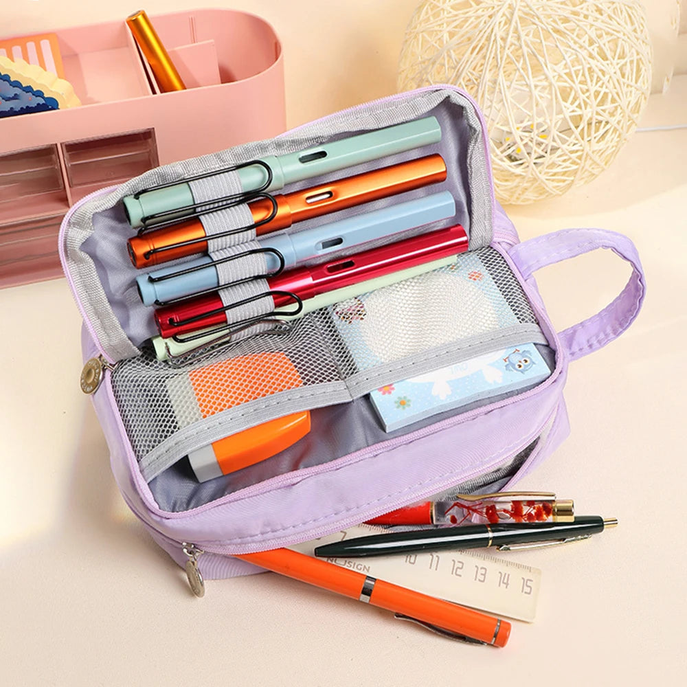 Multilayer Pencil Case Large Capacity Pen Bag Simple Multifunctional Pencil Pouch for Students School Office Stationery Supplies