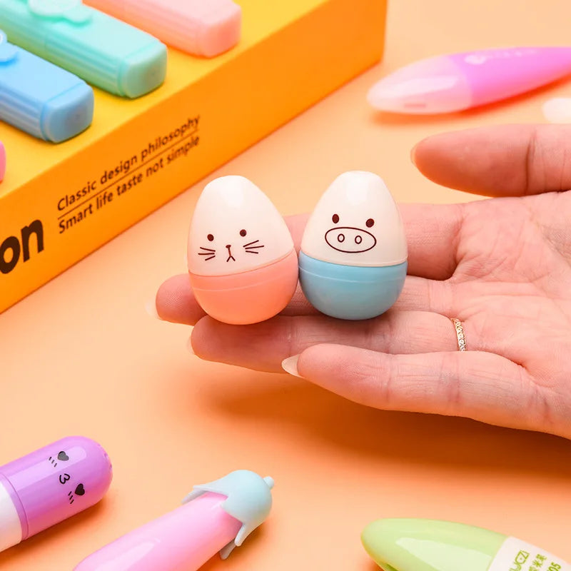 6Pcs/Set Highlighter Pen Kawaii Mini Markers Colorful Creative Design Painting Graffiti School Supplies Stationery